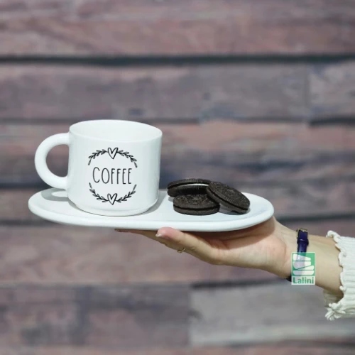 فنجان و زیره سرامیکی طرح coffee (کد T003)
